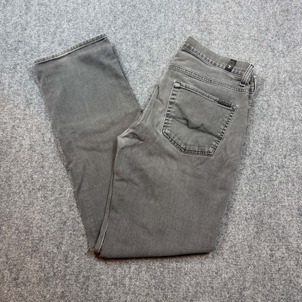 7 For All Mankind Carsen Mens Gray Straight Leg Jeans Size 31 Charcoal Wash